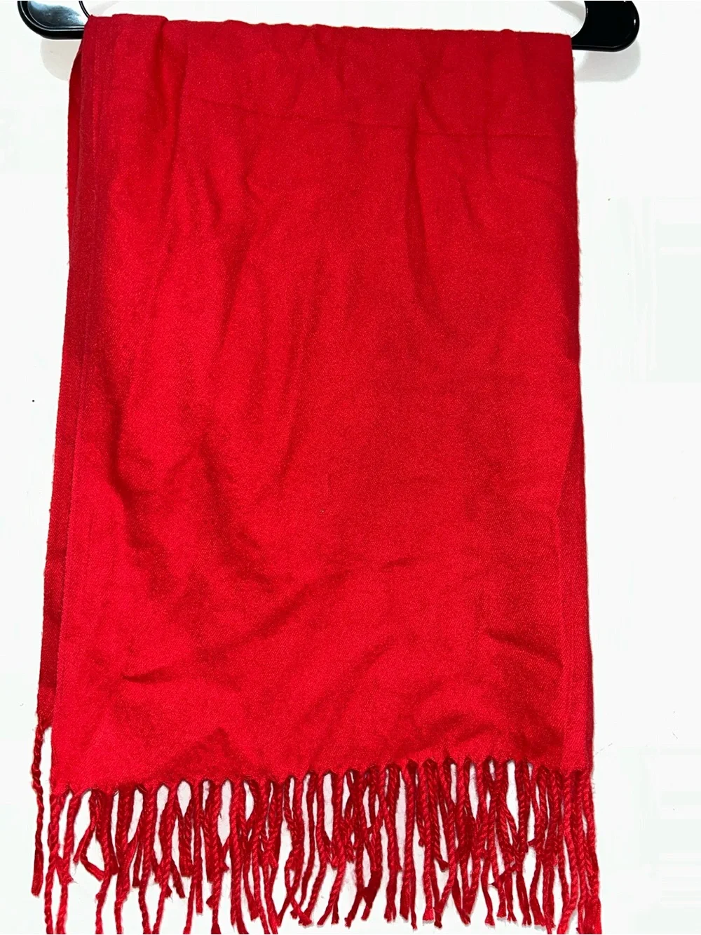 Red Fringe Scarf for Women - Classic Winter Accessory